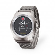 Смарт-часы MyKronoz ZeTime Premium, Regular, Polished Silver/Black Carbon Red Stitching